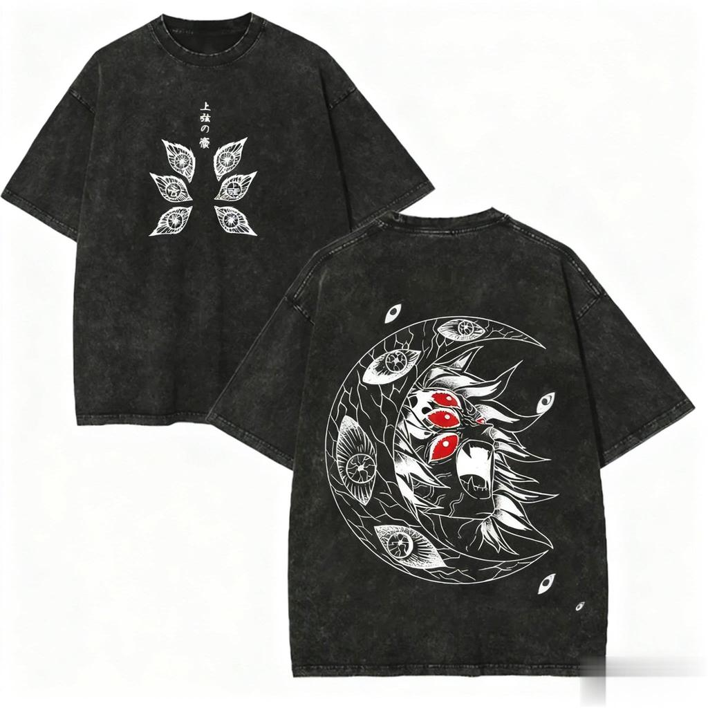 Harajuku Unisex Demon Slayer Graphic Tee Vintage Washed Anime TShirt Man Women Short Sleeved Tees Casual Tops Yk Clothes