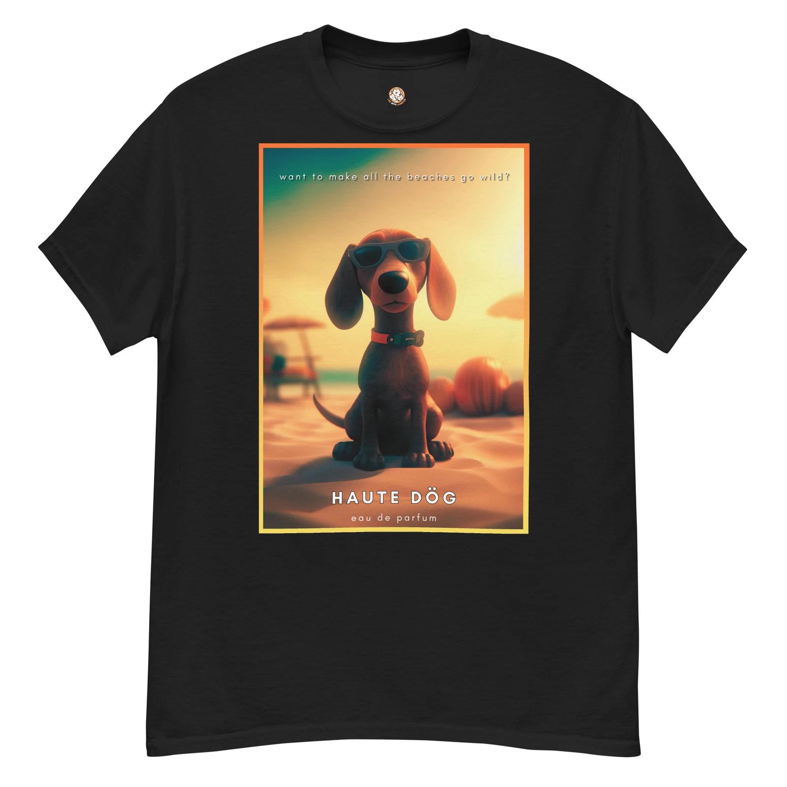 Live With Laughter Novelty Graphic T-Shirt - Haute Dög (Black) 2XL