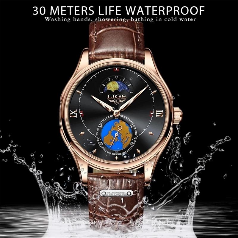 Buy LIGE 2022 New Mens Top Brand Luxury Watches Fashion Moon Phase Men