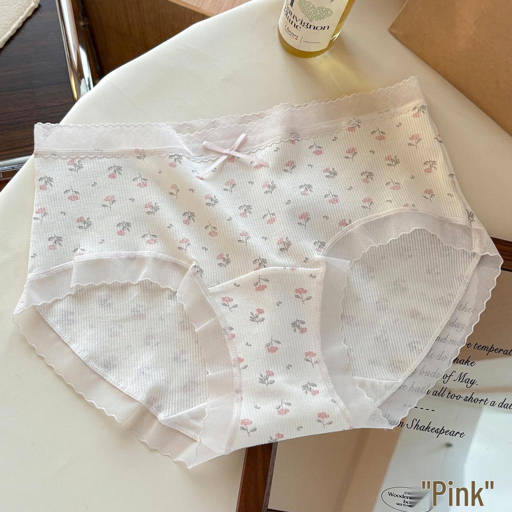 Girls' Mid-Waist Floral Seamless Panties - Cute, Comfortable, Breathable, Skin-Friendly Triangle Briefs