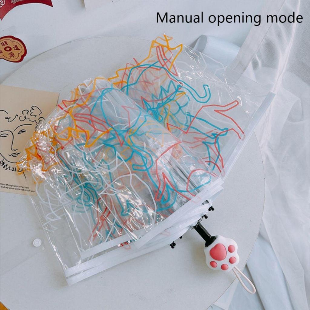 Korean Umbrella Folding Cute Korean Mini Fresh Simple Sen Series Trifold Cherry Blossom Transparent Japanese Umbrella