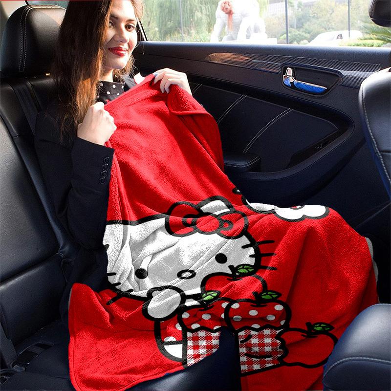 1pc. Hello Kitty Red Polka Dot Apple Basket Blanket - Home Office Outdoor Gift Suitable for All Seasonsz041745