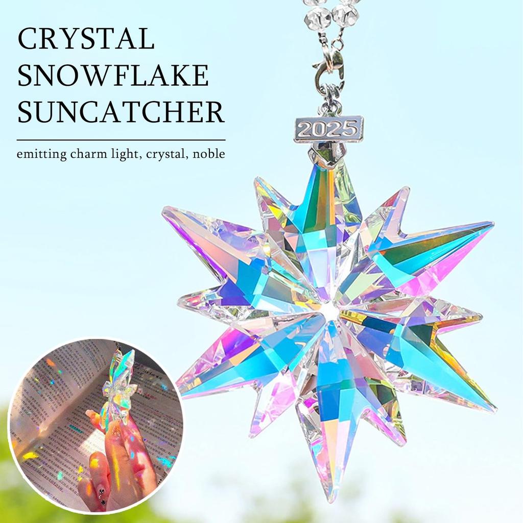 Crystal Snowflake Suncatcher Decorative Crystal Snowflake Star Pendant Suncatcher