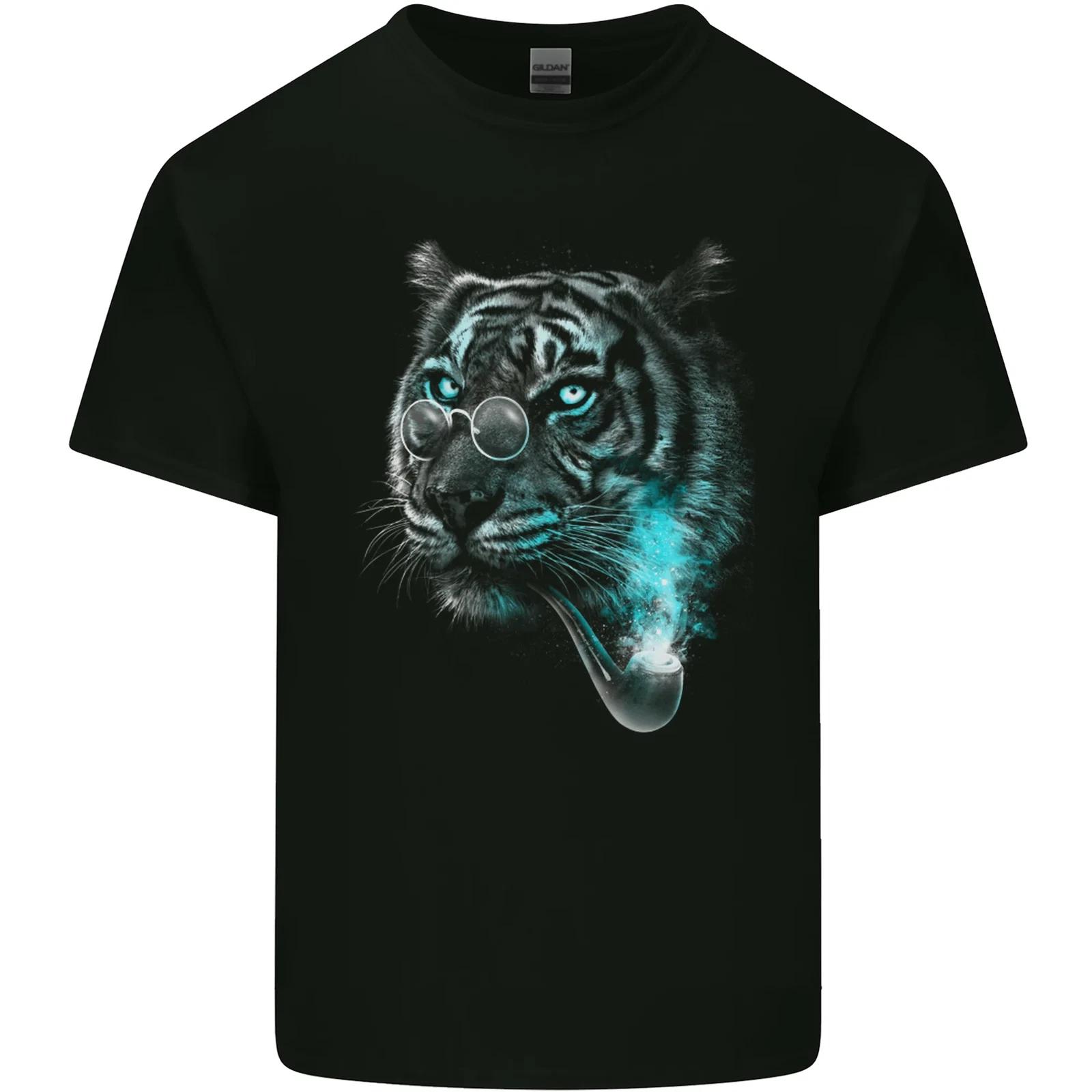 Pensive Tiger Funny Smoking Wild Cat Kids T-Shirt Childrens 3XL