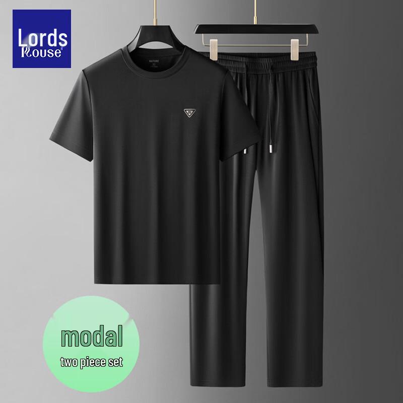 Rothz Men s Modal Loose-Fit Casual Short-Sleeve T-shirt & Shorts Set L