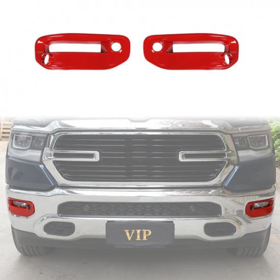 2pcs Exterior Front Fog Light Cover Lamp Cover Trim For Dodge RAM 1500 2018+ Red