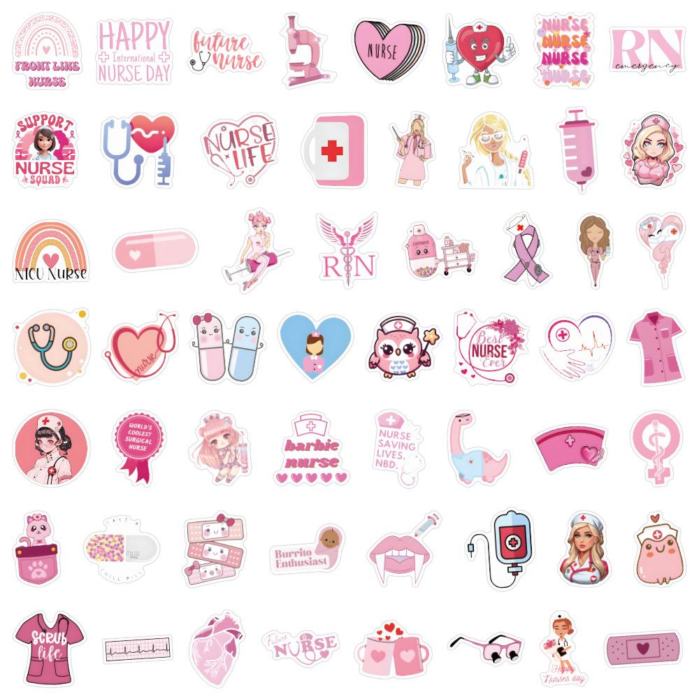 

55 Новых Розовых Наклеек Граффити Медсестра Медсестра Украшают Блокнот Чемодан Мультяшные Наклейки