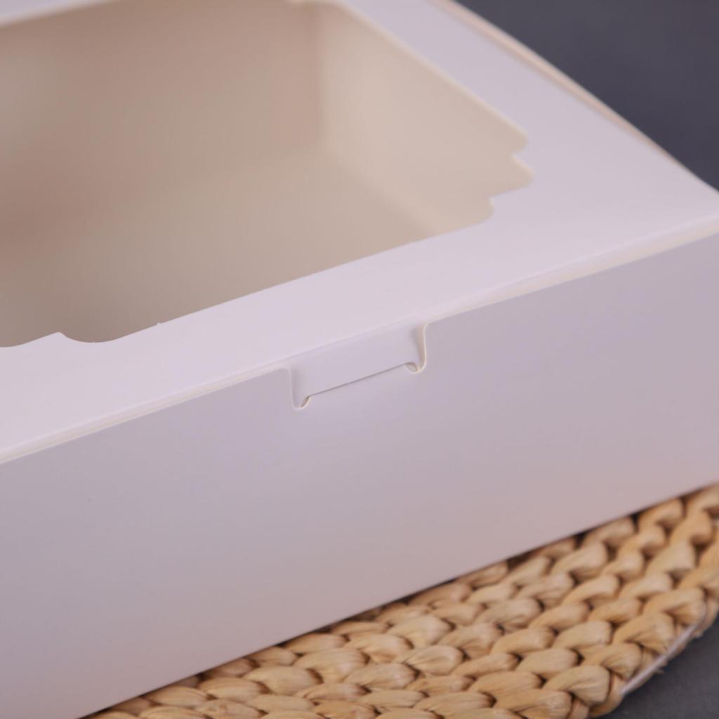 Pastry Box with Window, Kraft Paper Cake Packaging for Egg Yolk Crisps