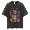 Anime Demon Slayer Tanjirou Nezuko Zenitsu Inosuke Cute Graphic Tshirt Men Women Washed Cotton T-shirts Harajuku Male Manga Tops