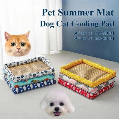 Haustier Sommermatte Hund Katze Kühlmatte Feuchtigkeitsbeständig Rattan Abrieb Katze Matte Sommer Kühl Haustierbett Qualität Kühl Kalt 4 Größen