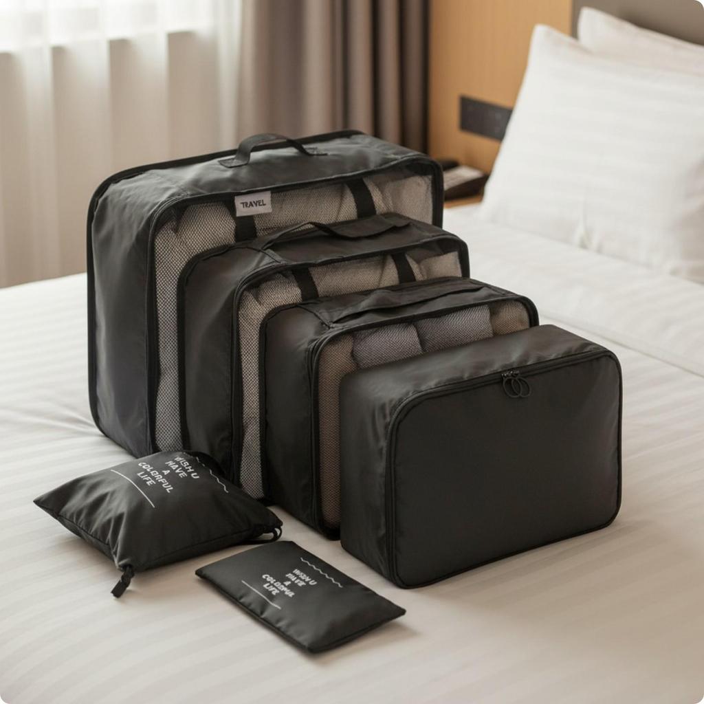 6 Pieces Packing Cube Set Nested Luggage Organizer Compact for Suitcases