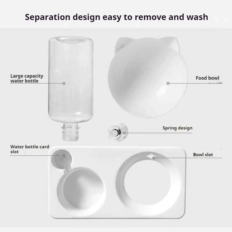 Boluri duble pentru pisici pentru câini Bol cu ​​apă și mâncare înclinat la 15 grade Boli înălțate pentru pisici cu sticle de apă automate-hrănitor pentru animale de companie