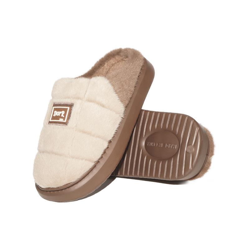 Fashion Men's Slippers Furry Plaid cozy EVA Memory Foam Lightweight Casual Shoes Winter Warm Plush Non-slip Slippers zapatos de mujer