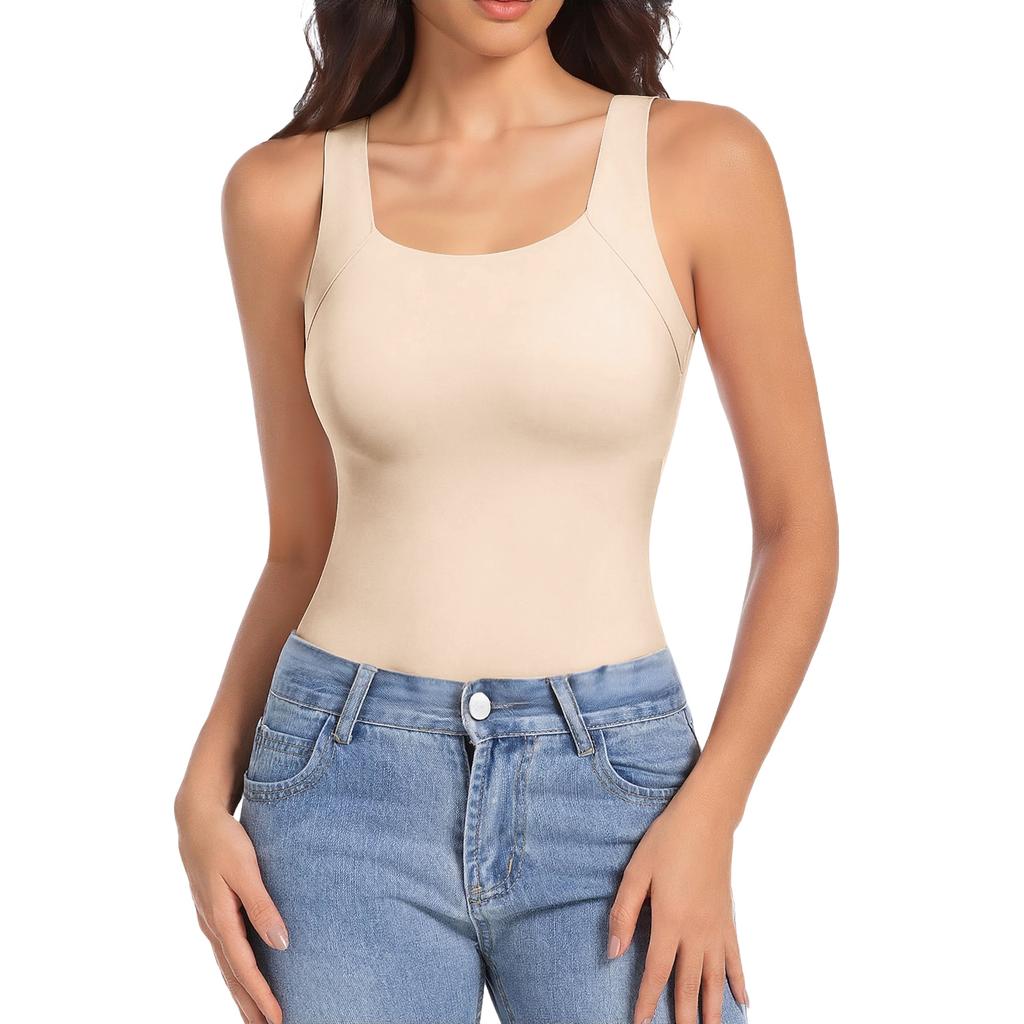 Women's Comfortable High-Stretch U-Neck Shaping Tank Top With Built-in Pads