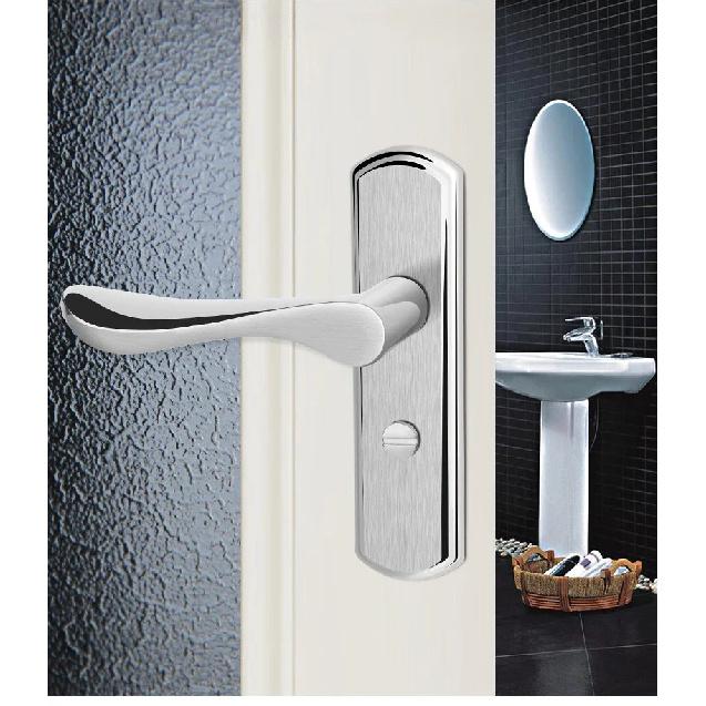 No Key Security Wood Bathroom Toilet Door Lock Furniture Portable Door Lock Aluminum Lock Handle For Home Stainless Steel
