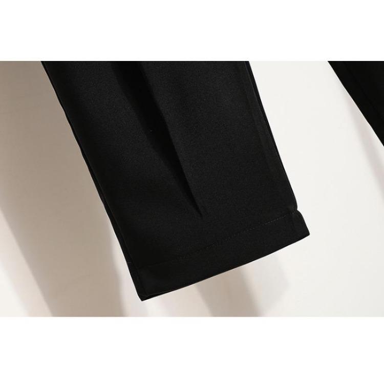 Spring Vintage High Waist Wide Leg Pants Plus Size Women Loose Elastic Casual Trousers Basic Solid Black Long Pants 5XL