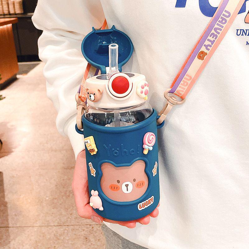 Dinosaur Straw Water Cup for Kids - Large Capacity, Cute and Portable for Summer