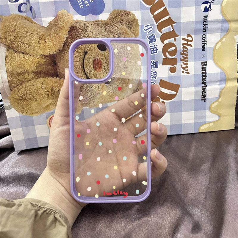 Cute Korean Ins Colorful Polka Dot Mobile Phone Case for IPhone 11 12 14 15 16 Pro Sweet Cool Case for IPhone 13 Pro Max Fundas
