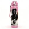 1PC Multiple Horses Running Scene Print 750ml Color Plastic Sports Water Bottle Leakproof Flip Straw Lid Suitable for Sports Office Home Use