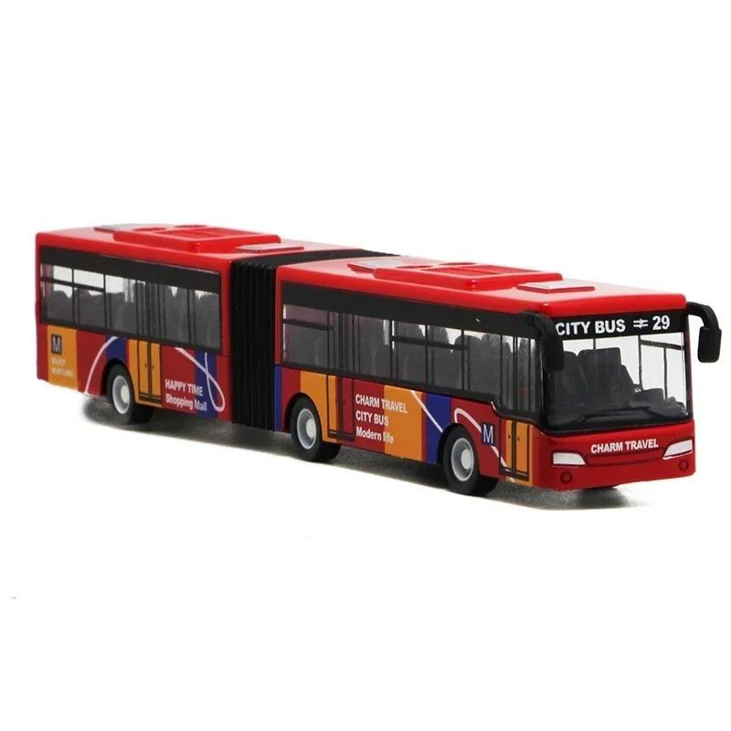 City Bus Toy 1:64 Scale Die Cast Metal Pull Back Vehicles Educational Gift Friction Powered Cars Play Toys for Kids