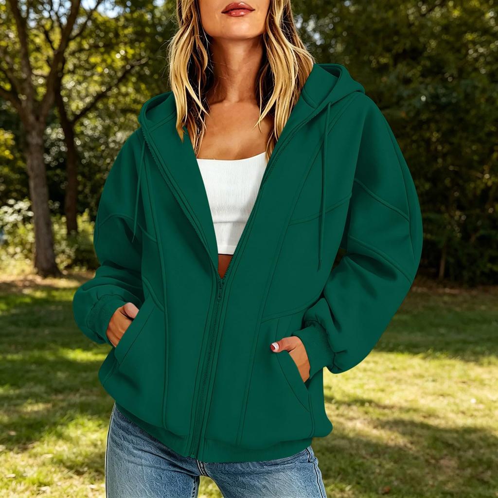 Women's Casual Zip Up Hoodie with Pockets for Everyday Wear