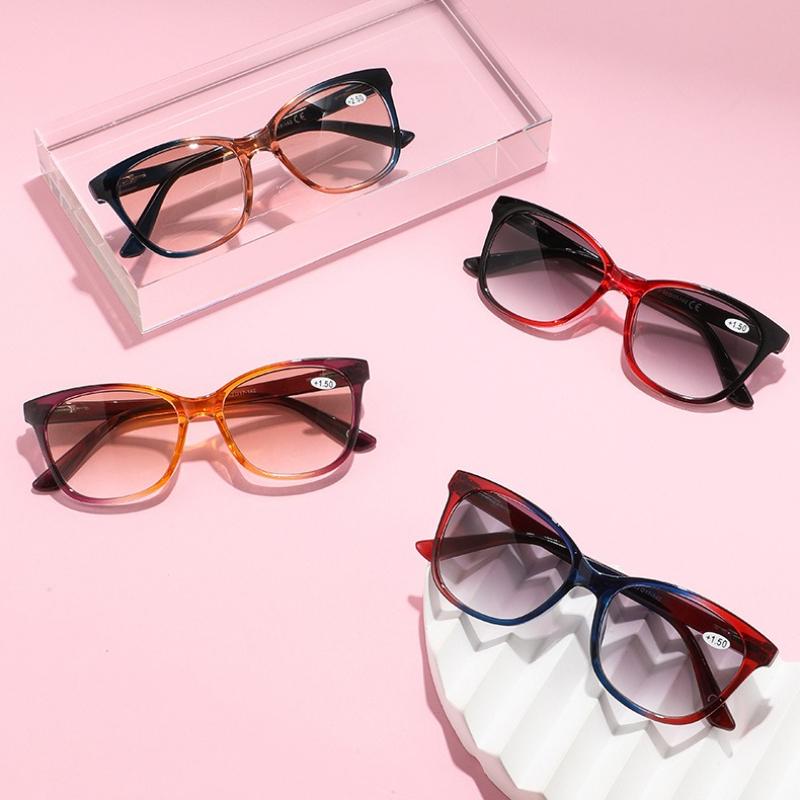 Fashion Large Frame Progressive Color Presbyopia Glasses Women Outdoor Sunshade HD Reading Sunglasses UV Protection