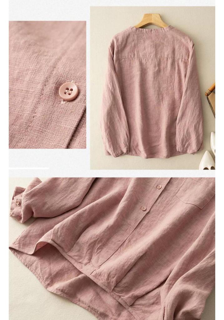 Women’s High-End Artistic Retro Cotton and Linen Loose Top – New Spring 2026 Collection