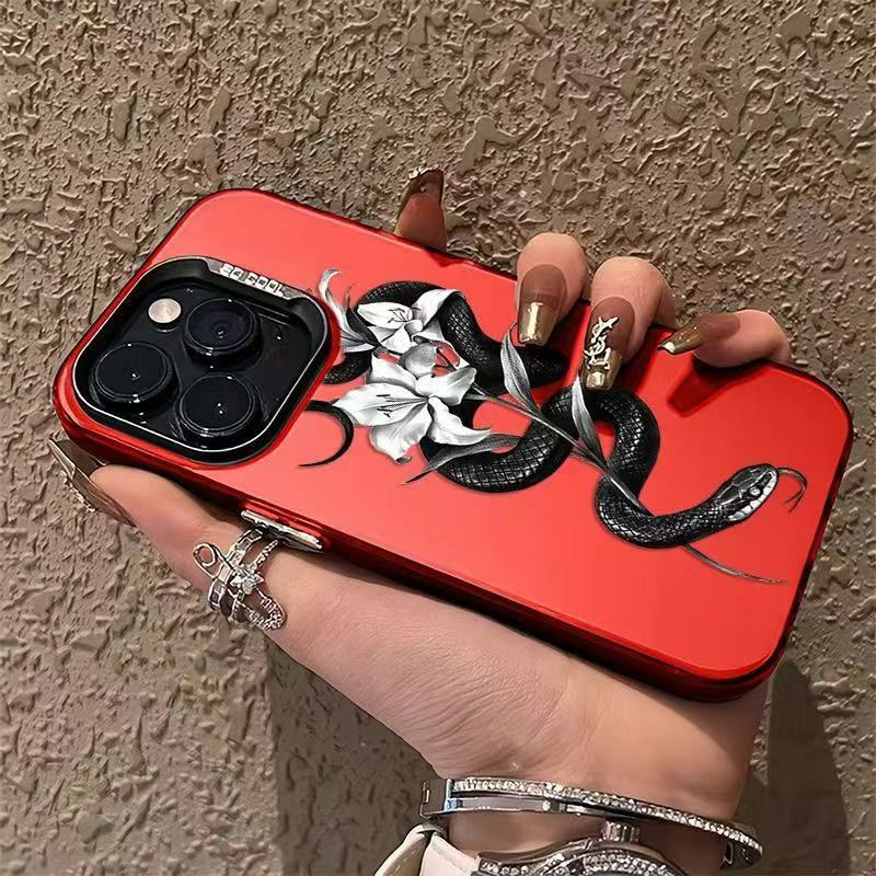 The New Black Snake Wrapping Flower Is Suitable for Iphone17 Mobile Phone Case Apple 15promax/14 Anti-drop 13pro16 Europe and America