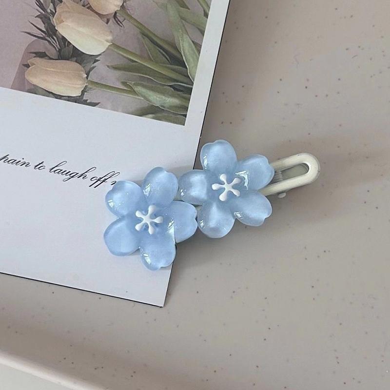 New Y2K Resin Cherry Blossom Hair Clips for Women Sweet High-End Solid Color Duckbill Clip Delicate Temperament Hair Accessory
