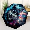1pc Moons and Vibrant Cosmic Flames Wolf Automatic Open/CloseUmbrella,Compact Umbrella for Men & Women Day Gift.C016