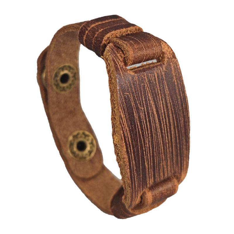 

Vintage European & American Style Punk Cowhide Bracelet for Men and Women темно-коричневого
