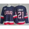 Mens Ice Hockey Jersey Custom Embroidered USA Team 7 19 21 86 Blue White Sportswear Sleeveless Performance Top