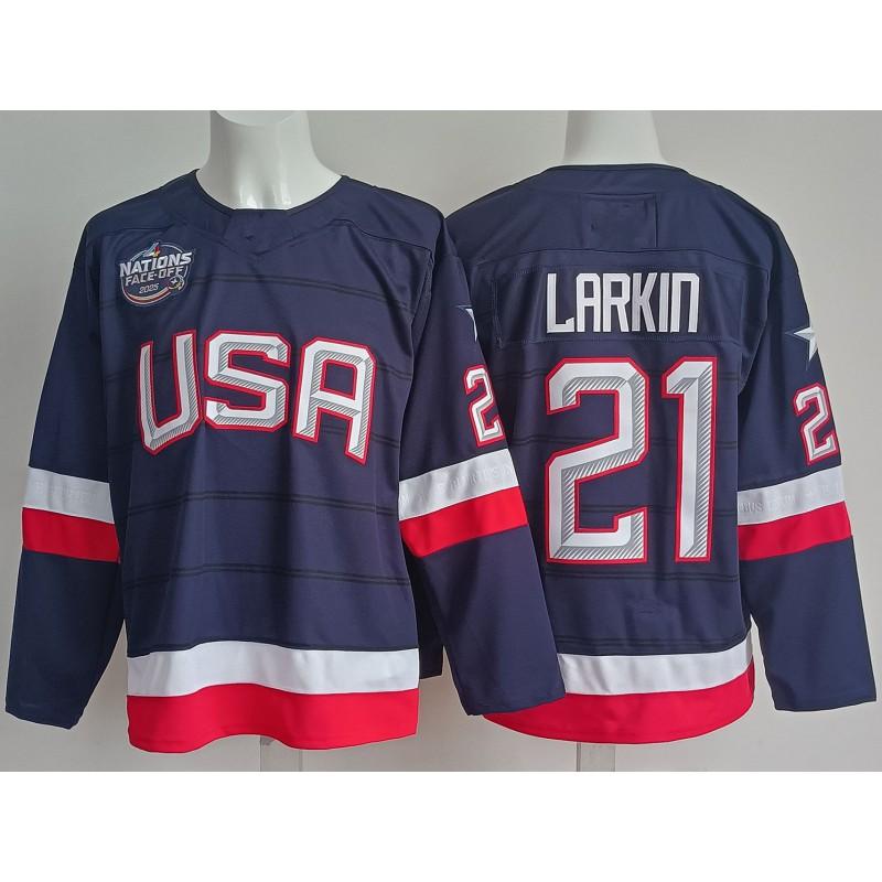 Mens Ice Hockey Jersey Custom Embroidered USA Team 7 19 21 86 Blue White Sportswear Sleeveless Performance Top