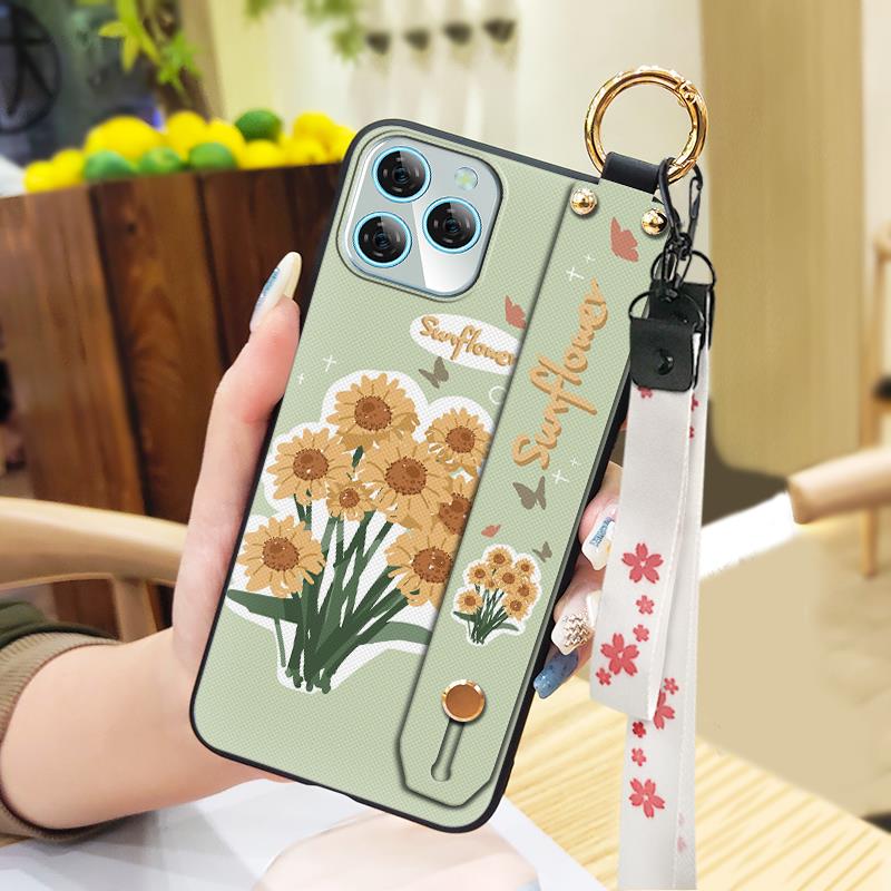 Soft case Oil Painting Phone Case For Blackview A95 Dirt-resistant Anti-dust Anti-knock Lanyard Flower Kickstand Durable