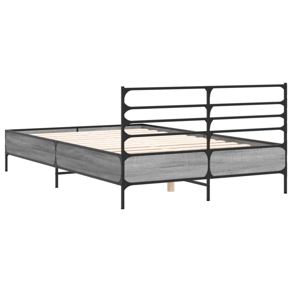 Bed Frame Gray Sonoma 120x200 cm Particleboard and Metal