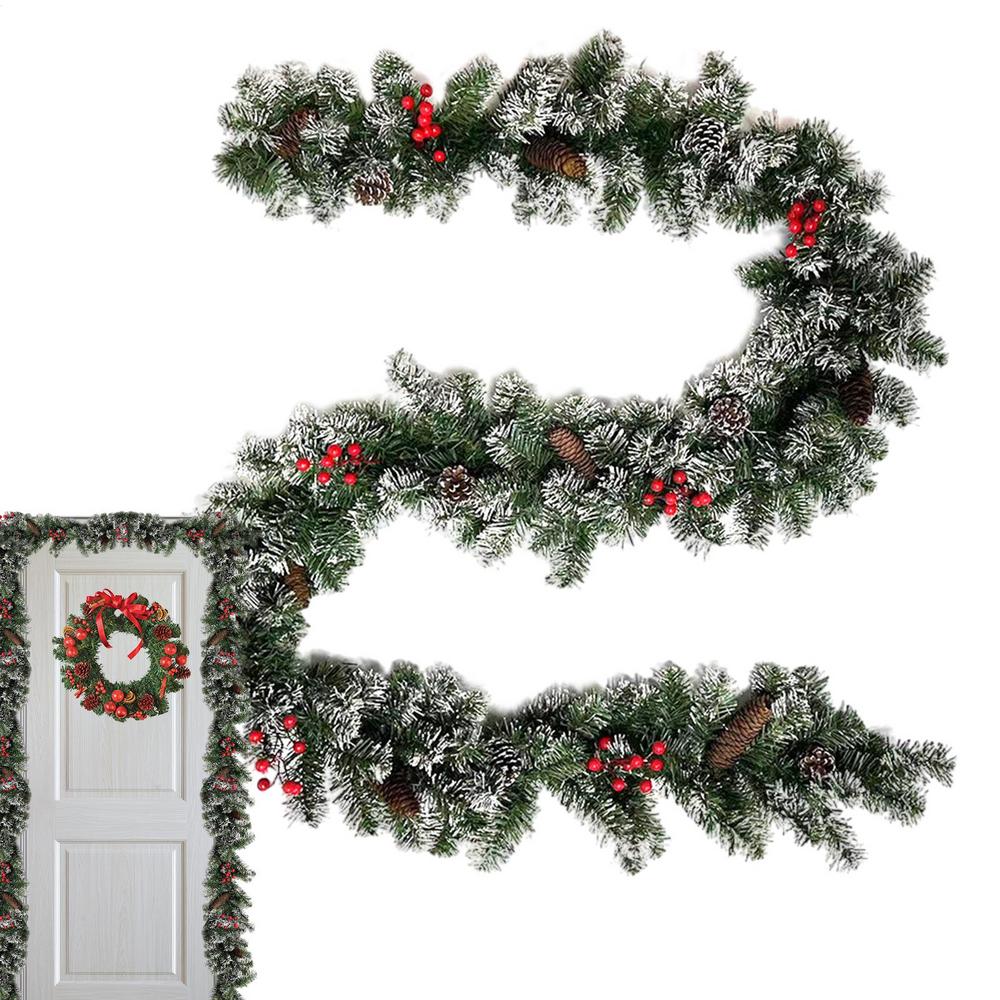 

Рождественская гирлянда из сосновых шишек и красных ягод 8,8 фута Реалистичная рождественская сосновая гирлянда для помещений Центральный элемент для офисов Кухня Ворота