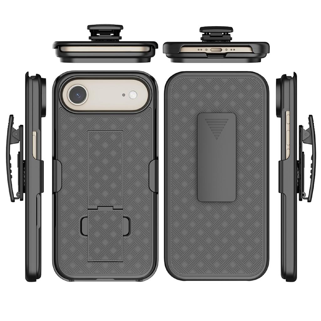 For iPhone Air Case PC + TPU Sliding Screen Cover Kickstand Phone Shell with Clip