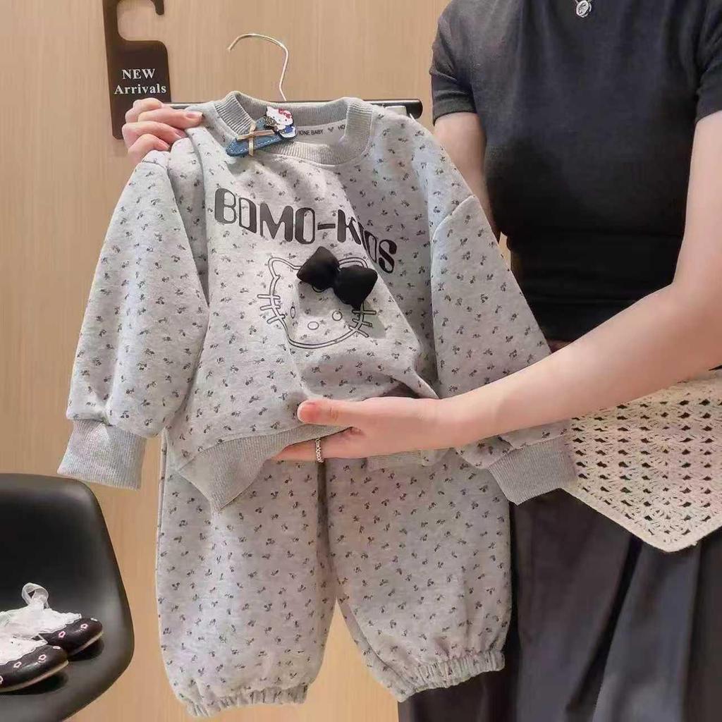 Girls' Cute Cartoon Hoodie & Pants Set - Spring/Autumn Sportswear Two-Piece Outfit