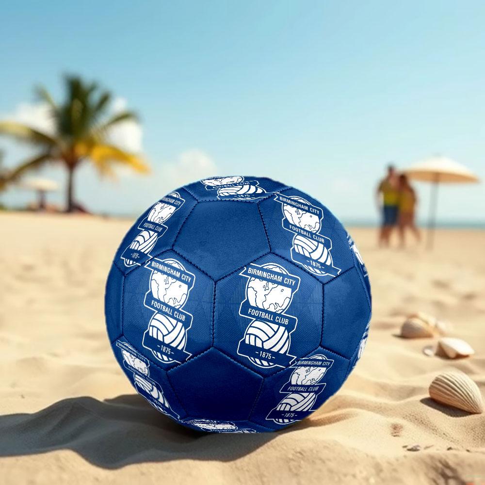 Pallone da calcioBirmingham logo stampato Taglia 5, Cucito a macchina in PVC, Resistente e ad alto rimbalzo, Adatto a tutte le età, Merchandising per tifosi, per partite e uso all'aperto.