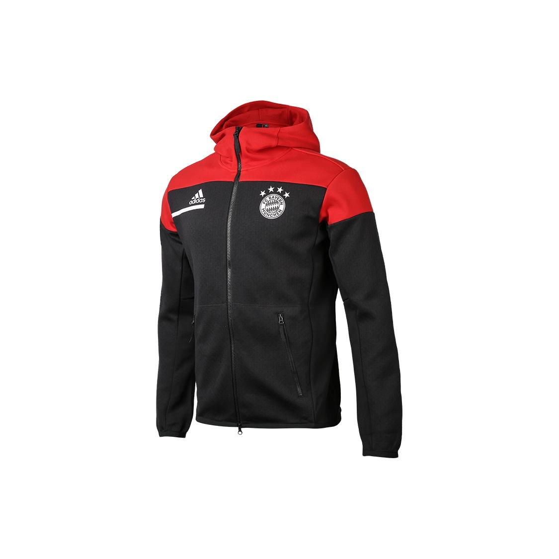 adidas Fcb zn 20-21 Season Bayern Munich Soccer/Football Sports Hooded Jacket Black Red Men s GN5916 L