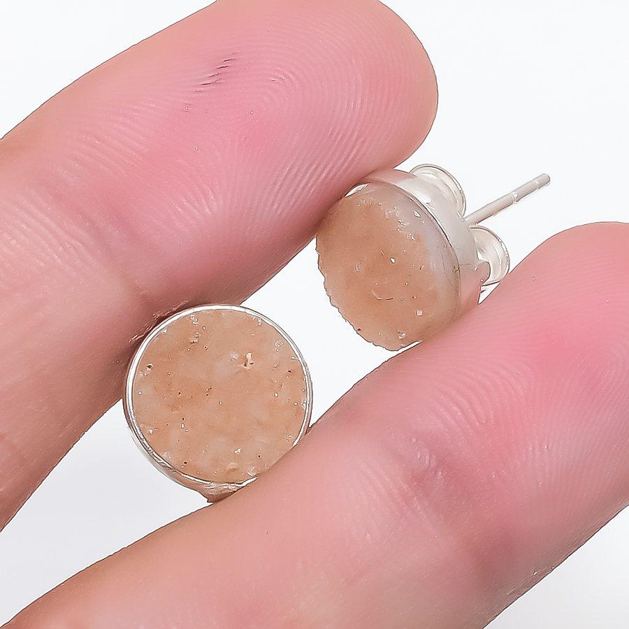 Titanium Druzy Gemstone Handmade Tops 925 Sterling Silver Earring KJ-1445