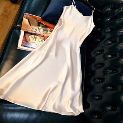 Abito sottoveste da donna in raso setoso con scollo a V e cinturino per spaghetti tinta unita Plus Size A-line con orlo allentato senza schienale senza maniche con spalline Abito da ballo di fine anno