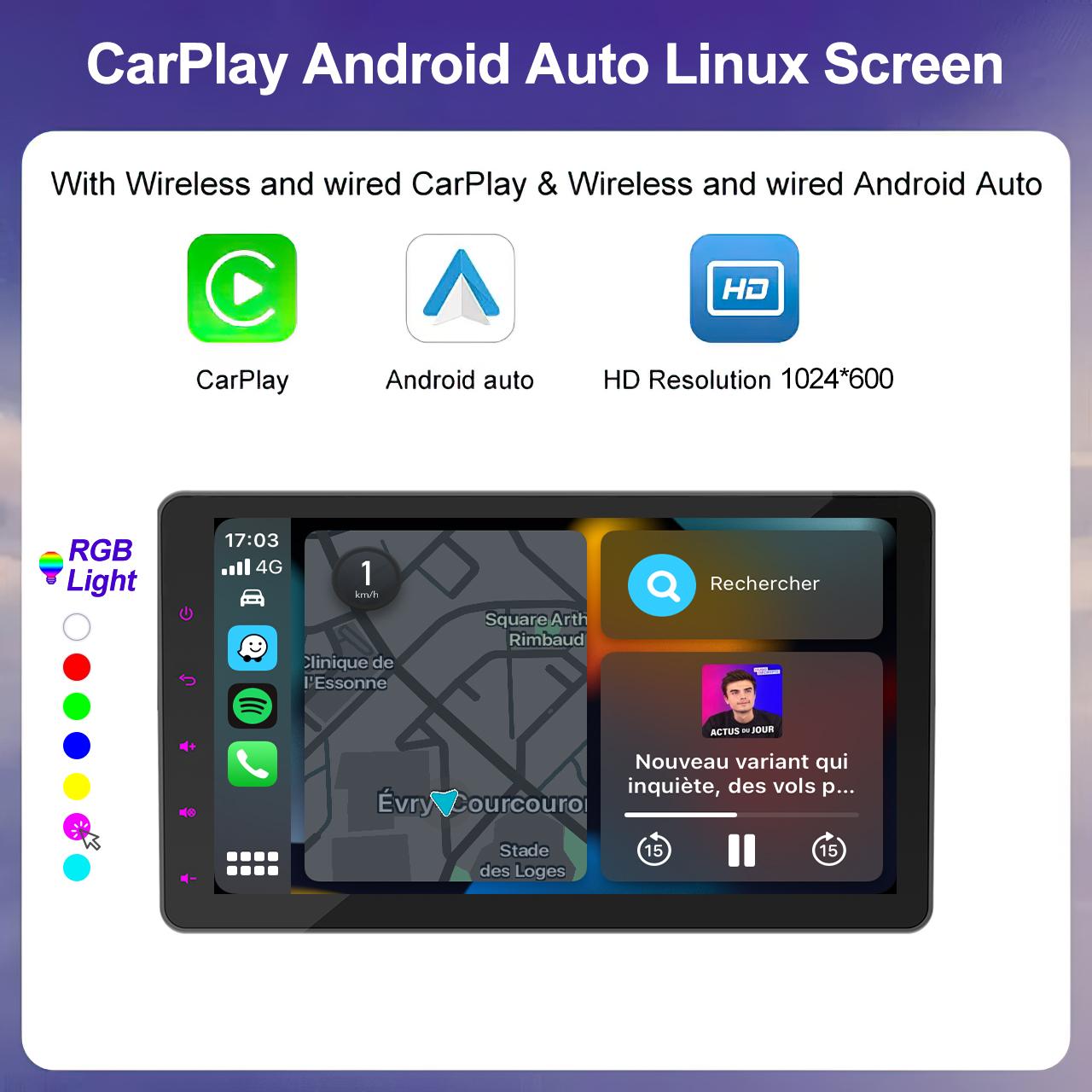 CAIXI Универсальный Портативный Carplay для Автомагнитолы Стерео Беспроводной Экран Carplay Беспроводная Автомагнитола с Carplay Android Auto Авто 701PND Carplay