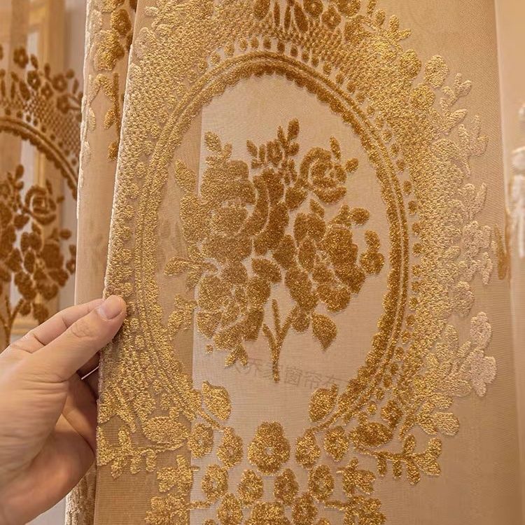 European High-grade Atmospheric Light-transmitting Curtain Curtain Living Room Bedroom Balcony Window Screen Blackout Floor-to-ceiling Window