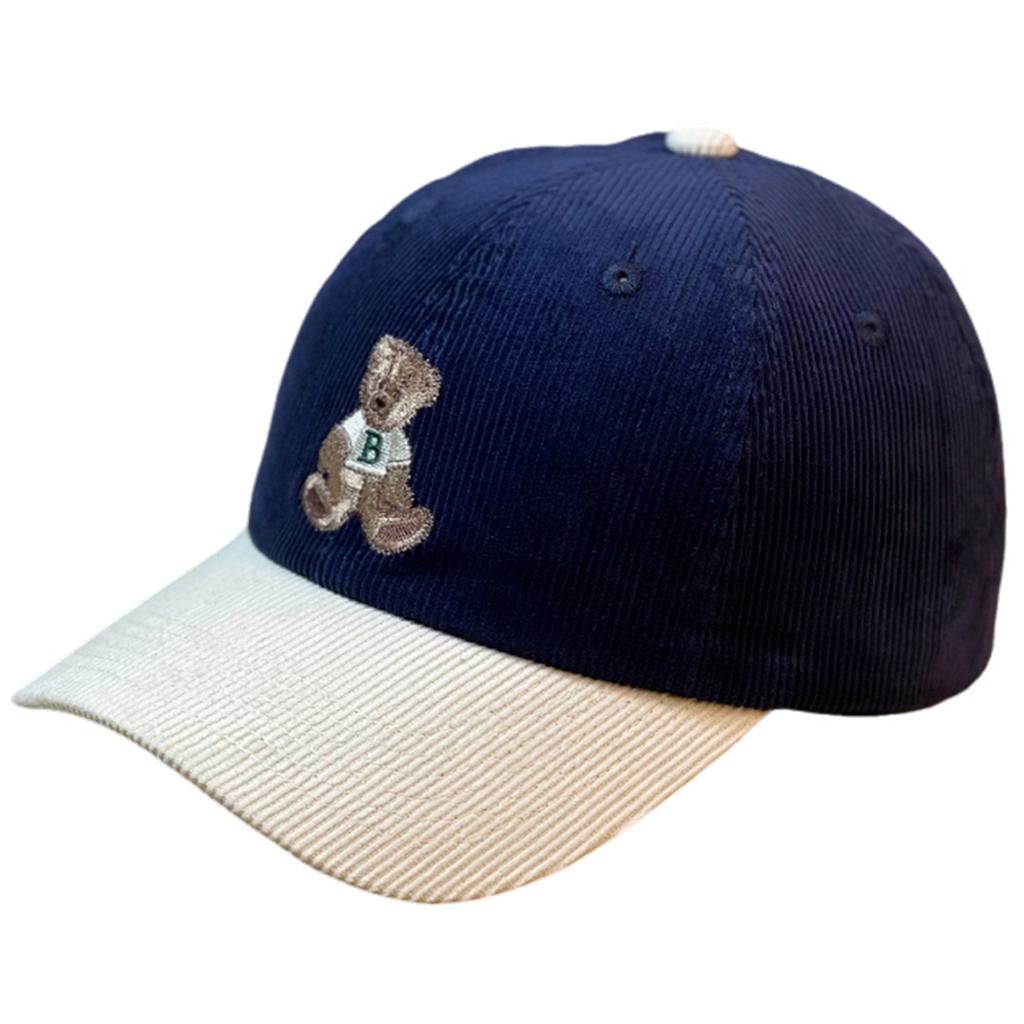 Corduroy Embroidered Teddy Bear Baseball Cap Adjustable Corduroy Material Sun Protection for All Seasons