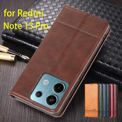 Husă de lux din piele cu adsorbție magnetică pentru Xiaomi Redmi Note 13 Pro (5G) Husă de protecție Flip Cover Fundas Coque