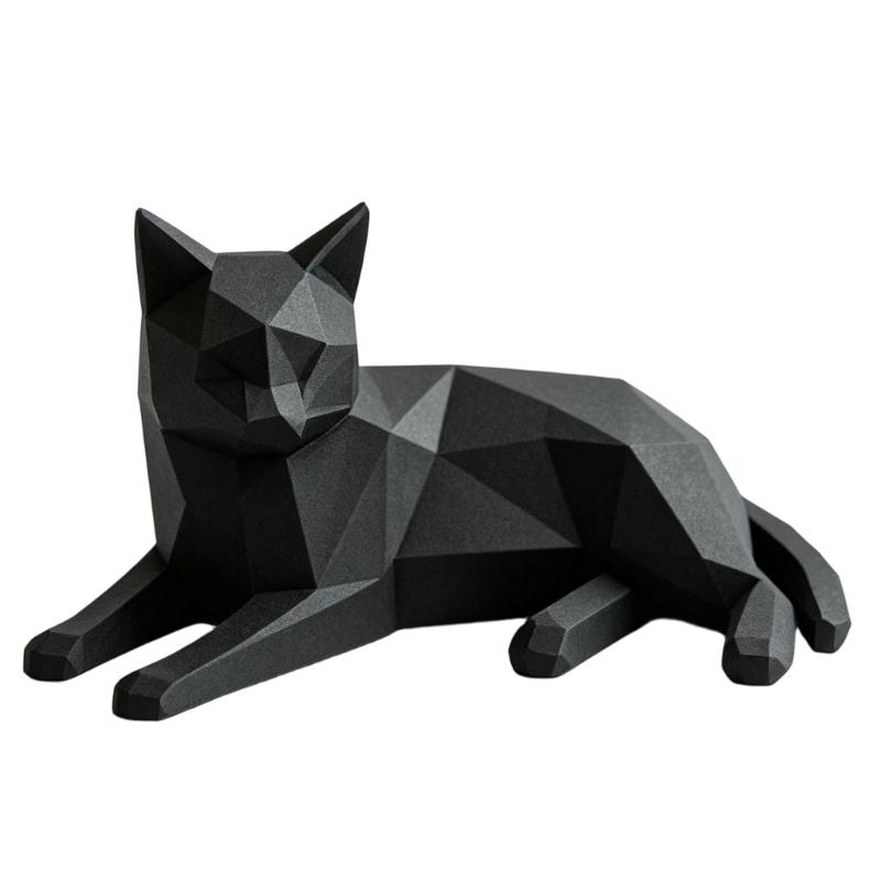 Figurine de Chats Géométriques Imprimée en 3D pour Décoration de Bureau, Accent de Table, Sculpture d'Animal pour Étagères, Tables Basses et Tables de Chevet