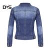 Damen Jeansjacke Retro Einreihig Slim Fit Umlegekragen Lange Ärmel Einfarbige Klappentaschen Damenmantel Pendler-Einkaufsjacke