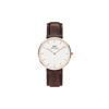 Watch Quartz Movement Leather Strap White Dial Women's Watch 30m Waterproof DW00100039