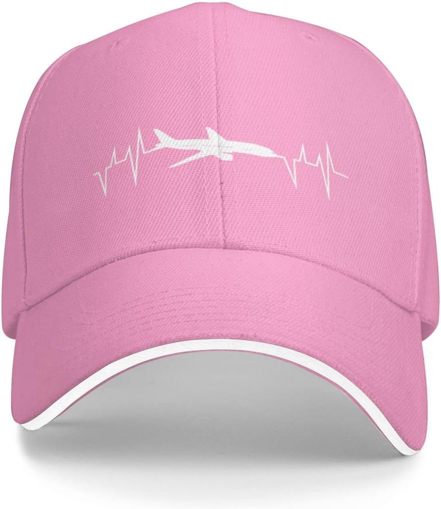Airplane Heartbeat EKG Pilot Aviation Lifeline Baseball Cap Polyester Adjustable Sun Visor Hat for Adult